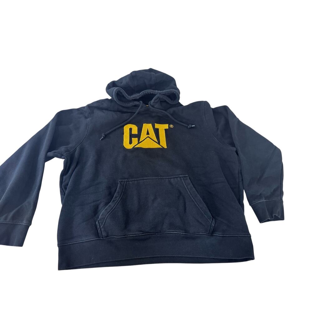 "Caterpillar" XXL Mens Embroidered Hoodie Heavy Warm Vintage Industrial Mechanic